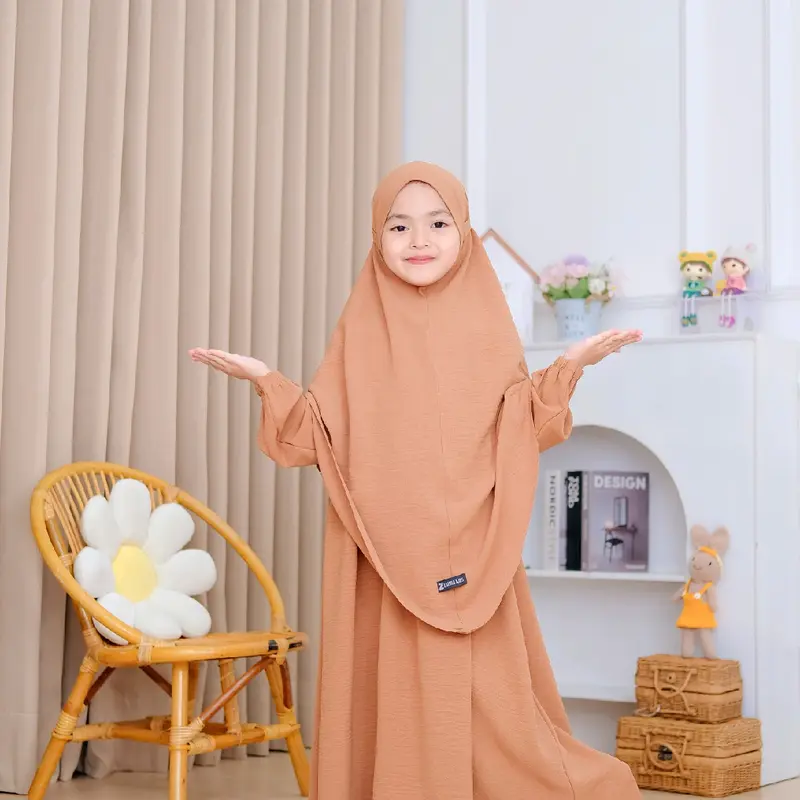 Gamis Sar'i anak perempuan set masa kini dan lucu Khimar 1