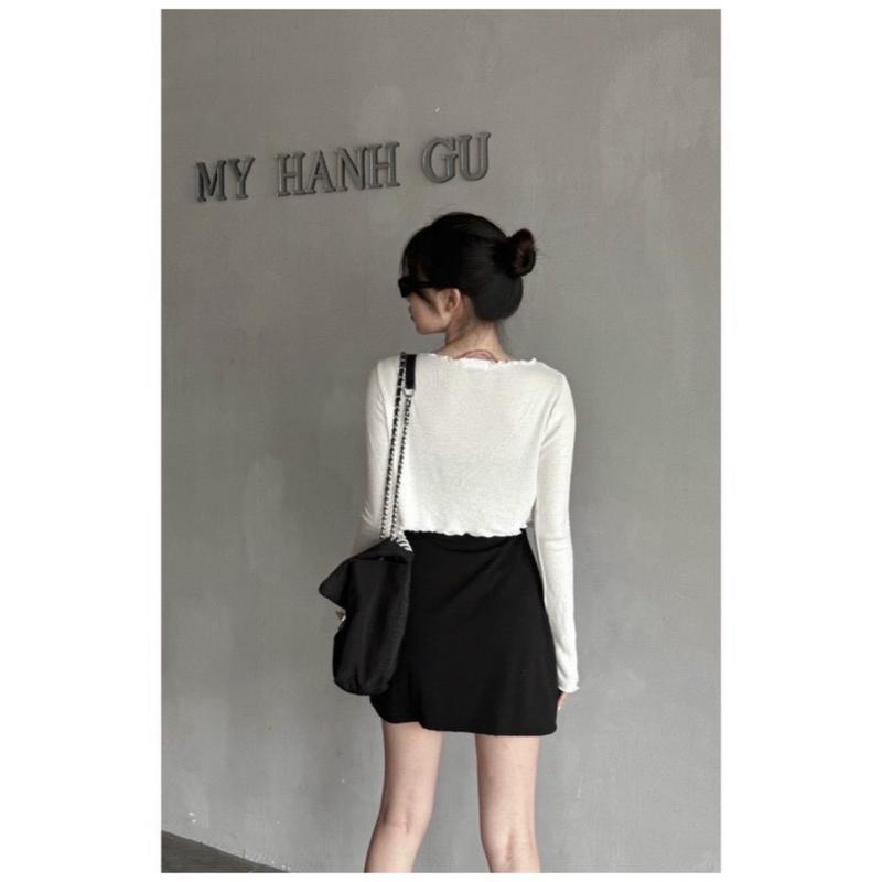 Product Introduction of Áo khoác cardigan dáng croptop khoác ngoài tay dài, áo khoác nữ phối với đầm váy thun tăm lạnh VD901 21