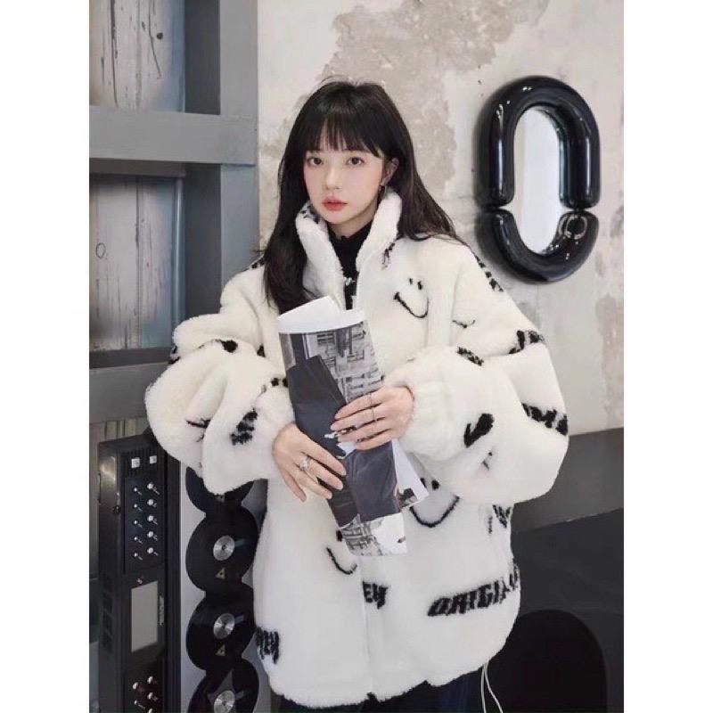 Áo khoác lông thỏ mặt cười lót trần trám hàng QC loại 1