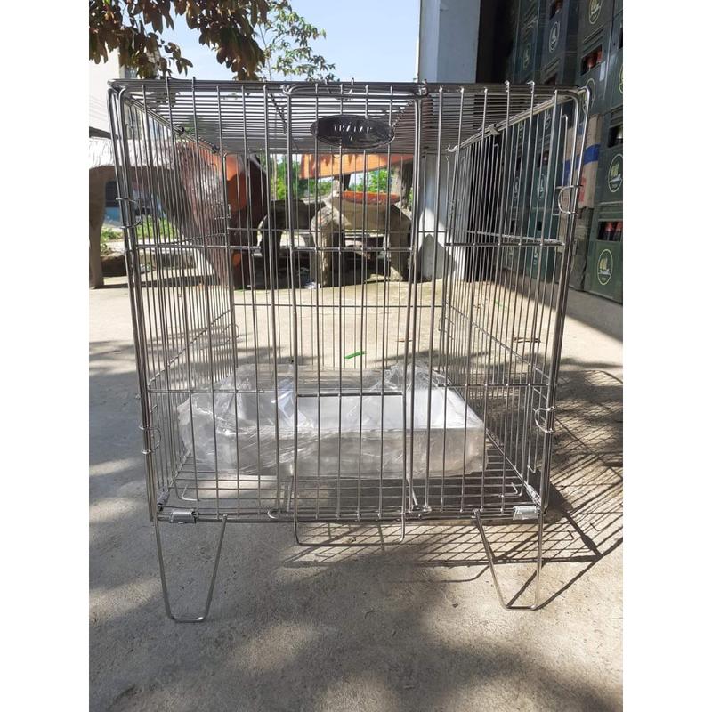 Lồng tắm inox chim chào mào lồng tắm gấp gọn (tặng kèm máng tắm)