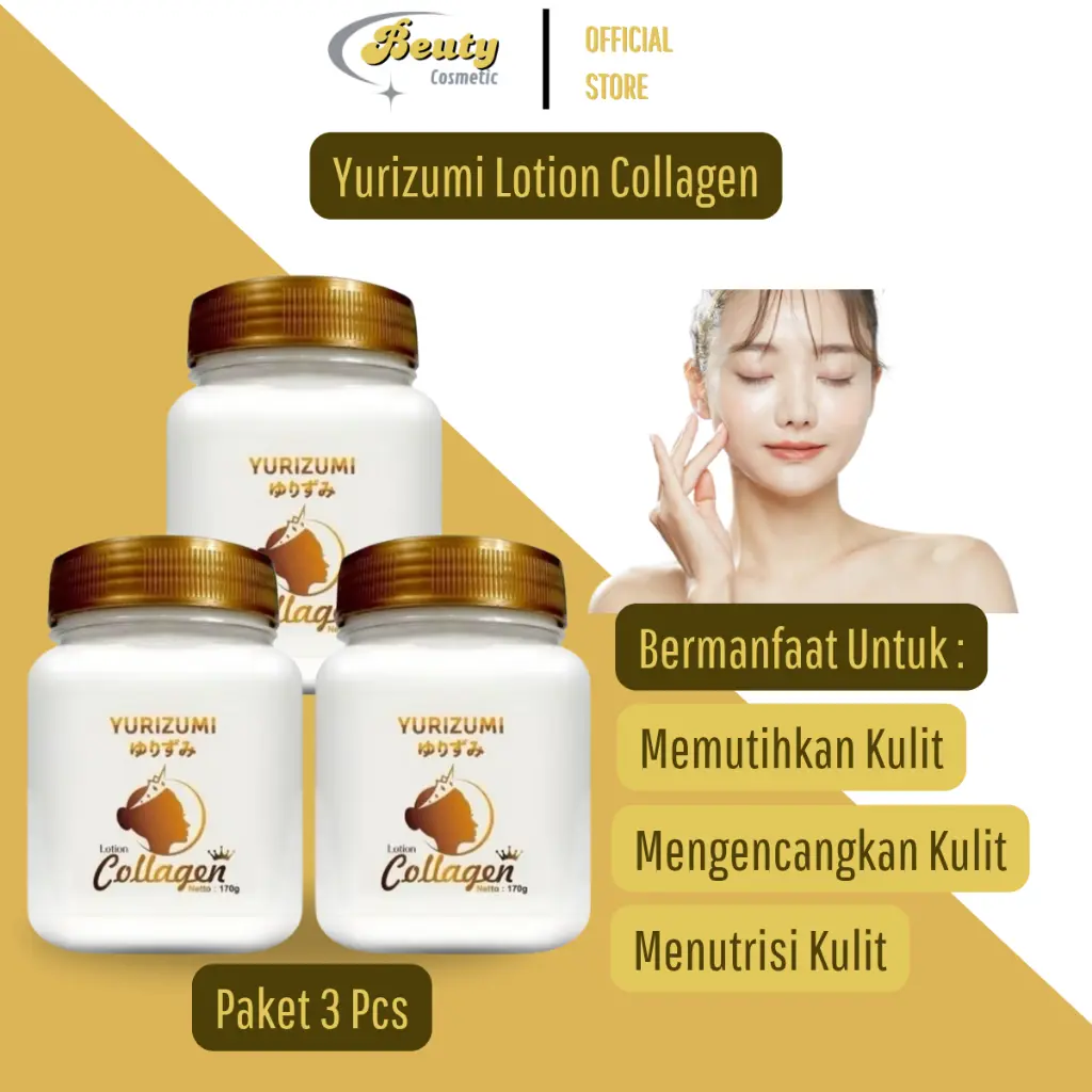 3 Pcs Bibit Collagen Yurizumi Hand And Body Lotion Pemutih Badan Dan Wajah 3x Lebih Cepat