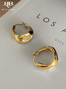 Arete de Cobre Casual Elegante para Mujer, Diseño Geométrico Simple, Ligero y Versátil para Uso Diario, Joyería Chic para el Trabajo