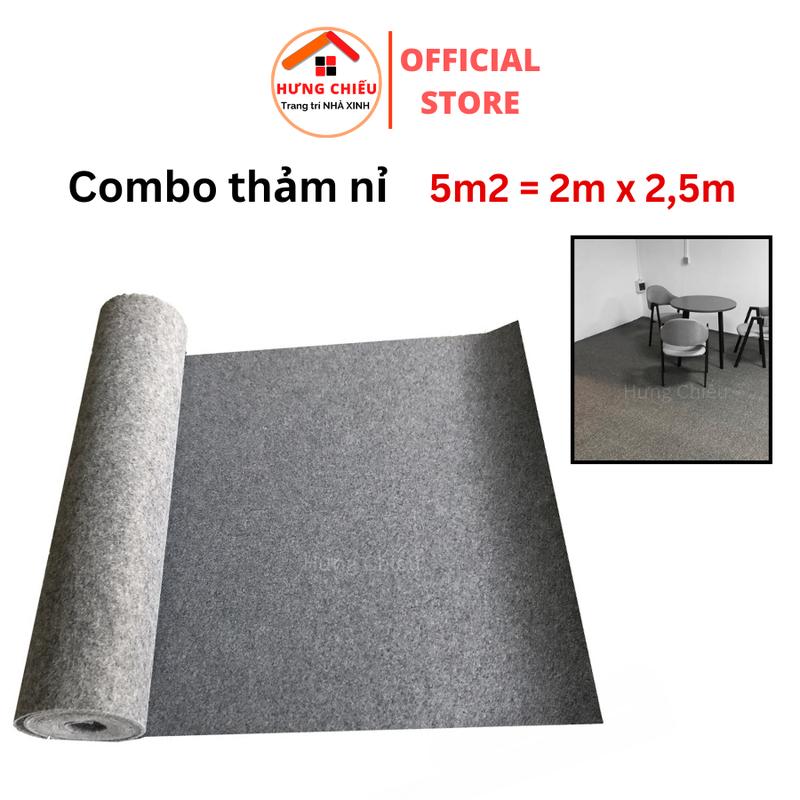 Combo 5m2 thảm nỉ lót sàn trải phòng, decor nhà cửa dày 3mm - Hung Chiếu