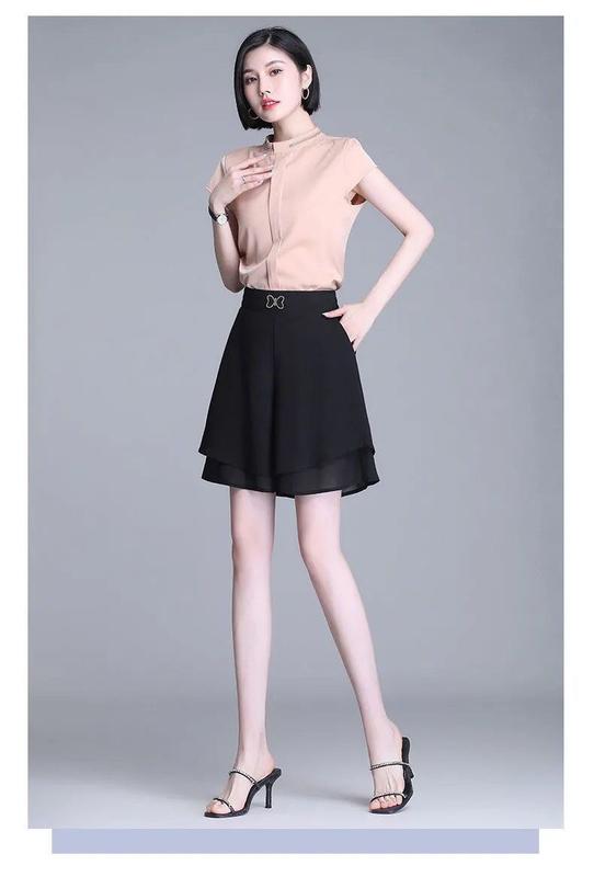 Product Introduction of Quần Dài Váy Ngắn, Chất Liệu Voan, Dành Cho Nữ, Trang Phục Mùa Hè, Cạp Cao, Quần Ống Rộng, Dáng Rộng Rãi Và Thường Ngày, Quần Đùi Mỏng, Ngoại Cỡ, Culottes Chữ A 13