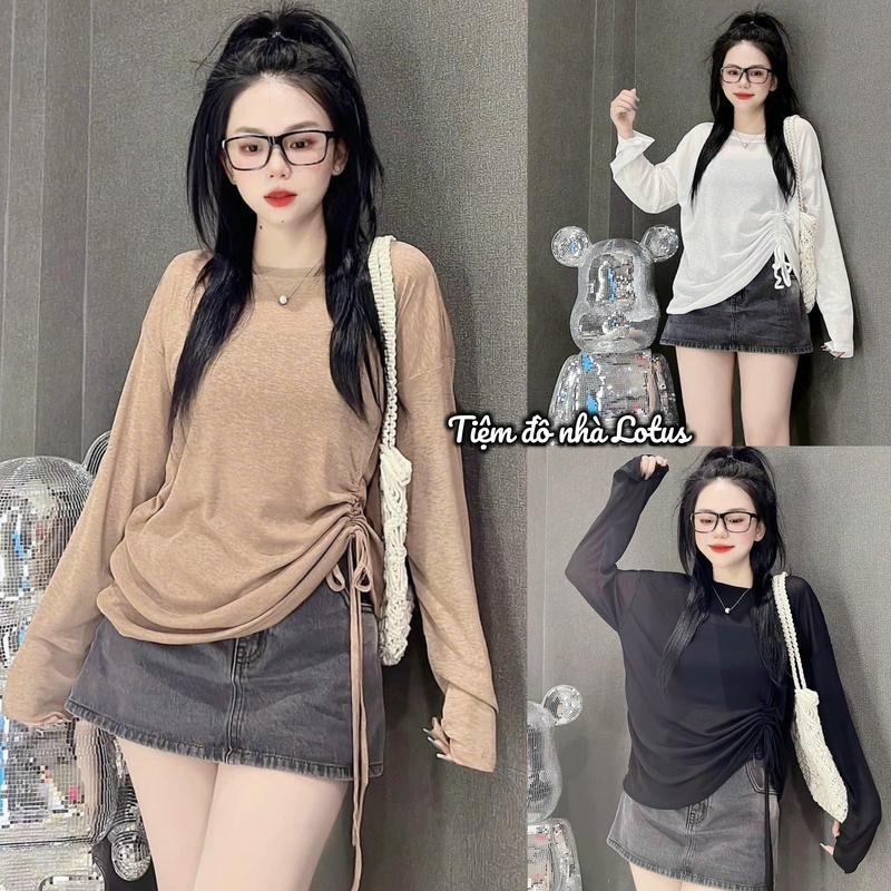  Áo thun giấy  Không kèm áo quây  chất mỏng thoáng rút dây hông  Tiệm đồ nhà Lotus  Cotton xinh 