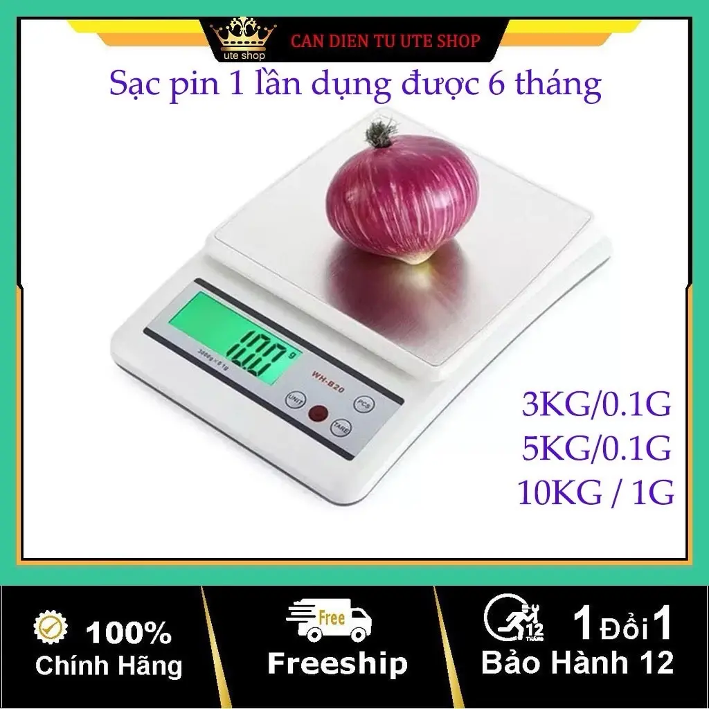 Cân Điện Tử mini nhà bếp WH-B20 3kg & 10kg tặng kèm sạc & pin ( BH 1 năm ) Hàng Chính Hãng WH-B20L