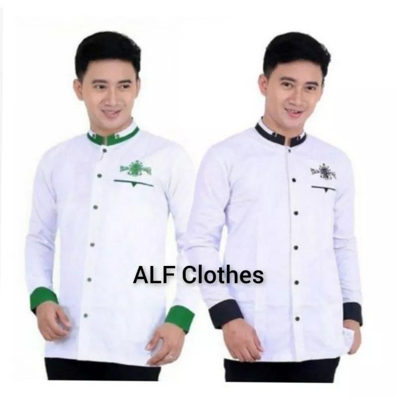 Product Introduction of Baju Koko NU  Pria Dewasa Lengan Panjang Bahan Toyobo Seragam Formal Hijau Hitam Manset lengan  Pendek Putih  Katun Muslim Nyaman Keren 2
