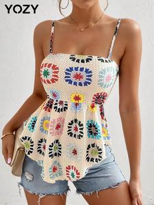 YOZY Women's Floral Pattern Cami Top, Casual Sleeveless Spaghetti Strap Top for Daily Wear, Ladies Clothes for All Seasons