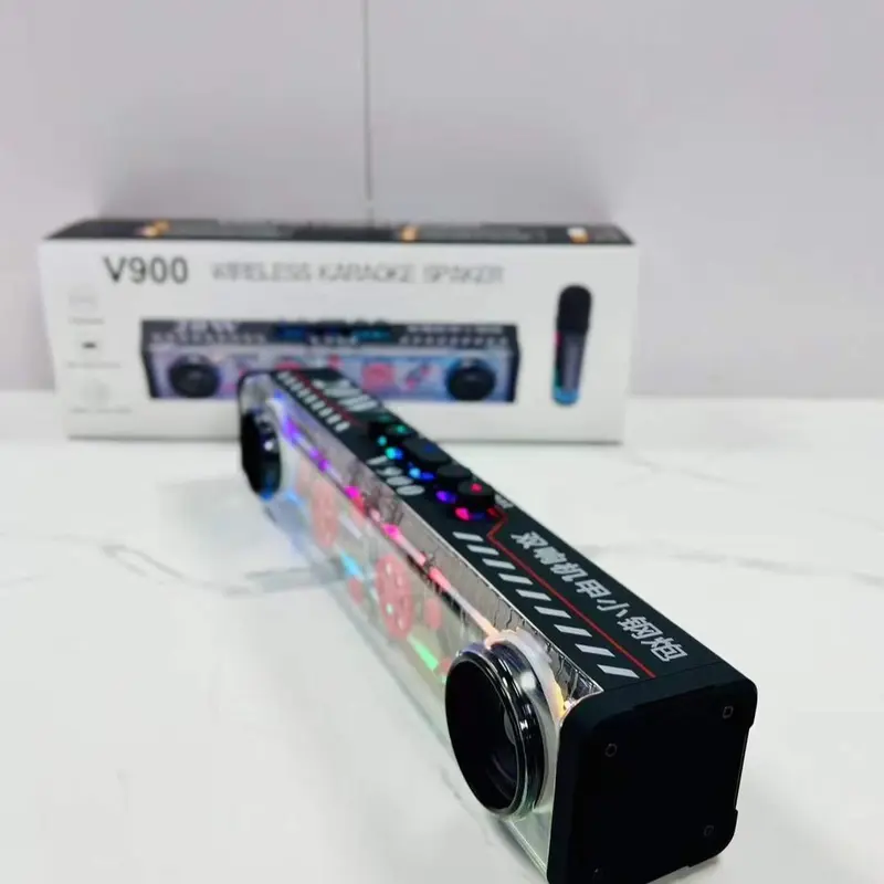 Loa karaoke bluetooth V900,công suất 20w  tặng kèm 2 míc không dây, đèn led cảm ứng theo nhạc Nghe Nhạc Củ Loa 4