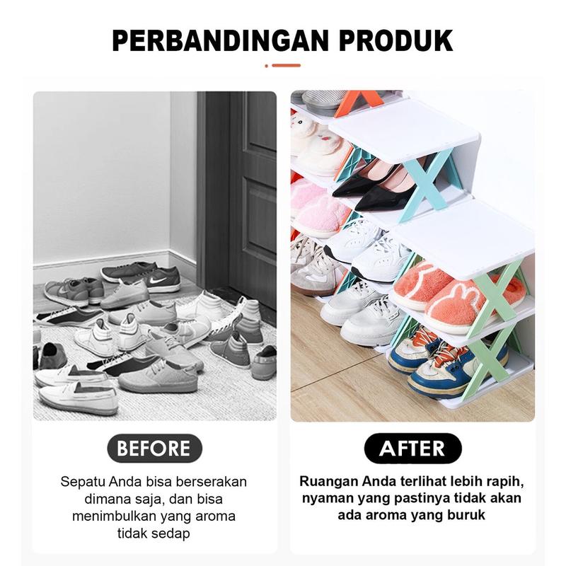 Rak Sepatu Plastik Minimalis X4 X5 X6 X7 Susun Tempat Sepatu Sandal Serbaguna 3