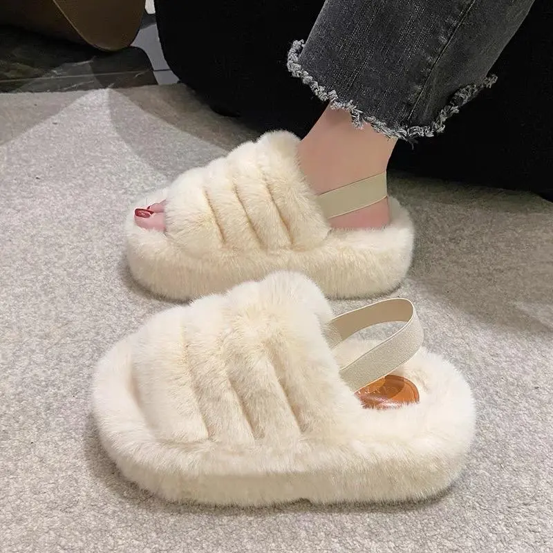 Dép lông quai chun sau đế 6,5cm hách dáng nhiều màu Nữ DéP Shoes 2