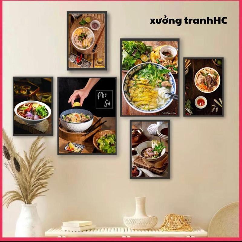 Tranh decor quán ăn dán tường, tiệm phở gà phở bò, tiệm nước uống, ăn vặt  , kèm băng keo Phòng Khách Treo Tường