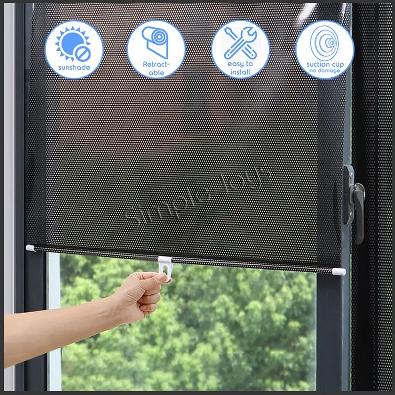 Sunshade Blackout Curtain Roller Blind With Suction Cups For Windows And Car