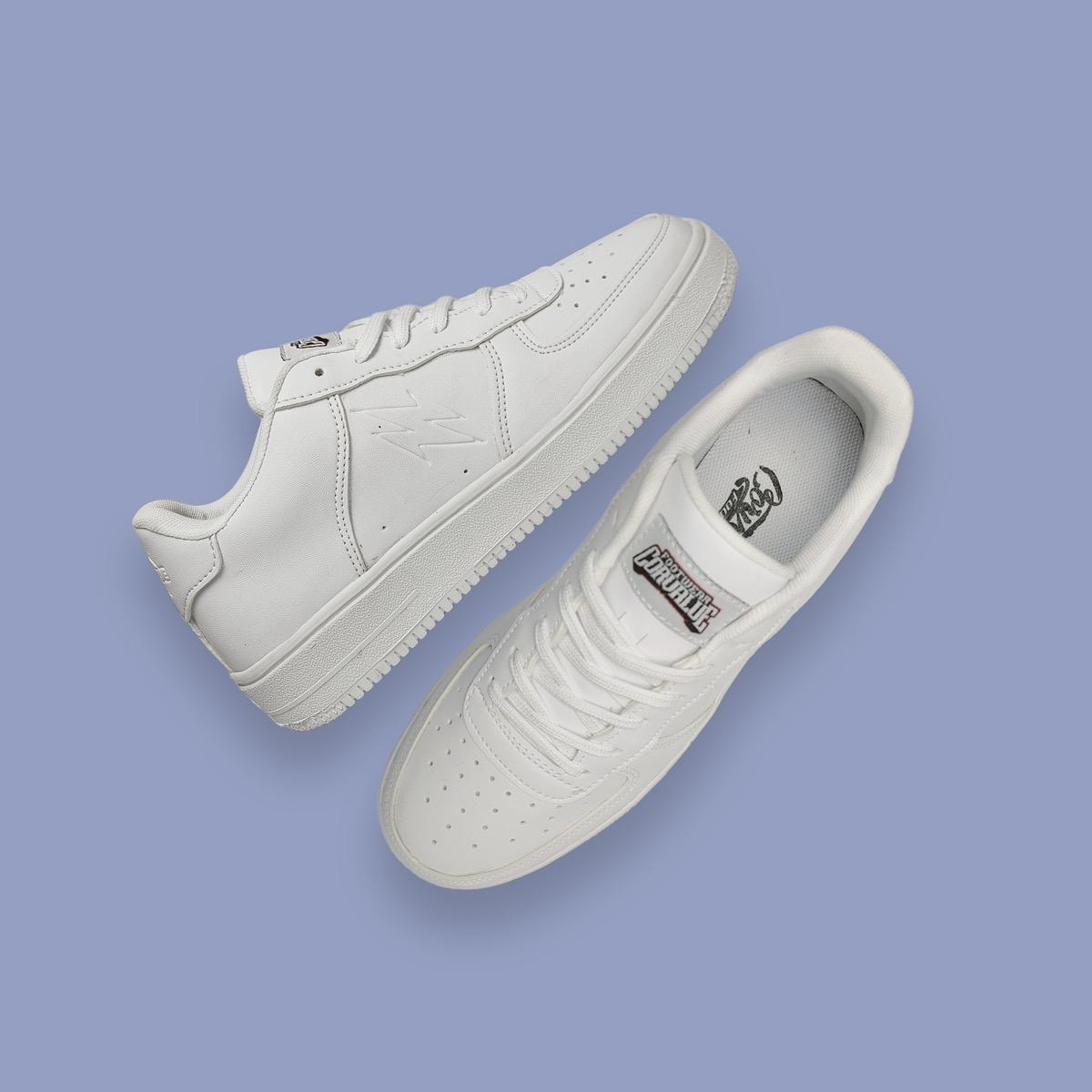 Sepatu Corvalue - Sepatu Sneakers Kasual Pria Wanita002 Hiratsuka Full white Casual Shoes Sneakers putih Kerja