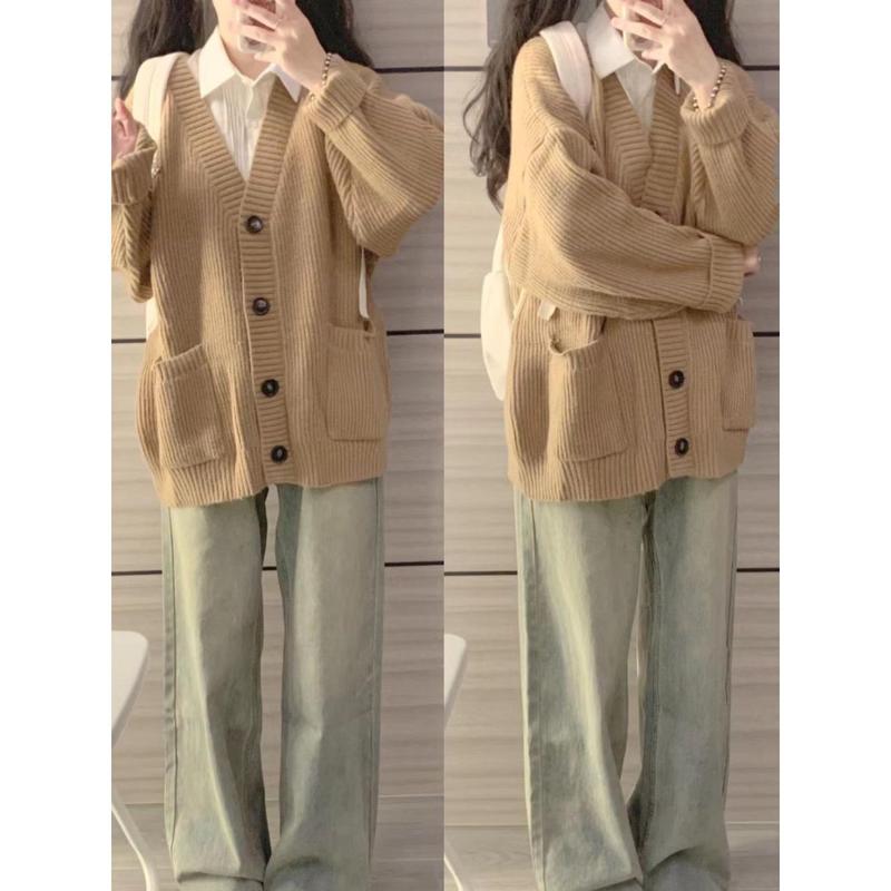 Áo Cardigan Dệt Kim, Phong Cách Thường Ngày Sớm, Áo Khoác Len Cổ Điển Phong Cách Nhật Bản, Dành Cho Nữ, Hàng Mới Về, Dáng Rộng Vừa Vặn, Áo Cardigan Dệt Kim Phổ Biến Women Top 5