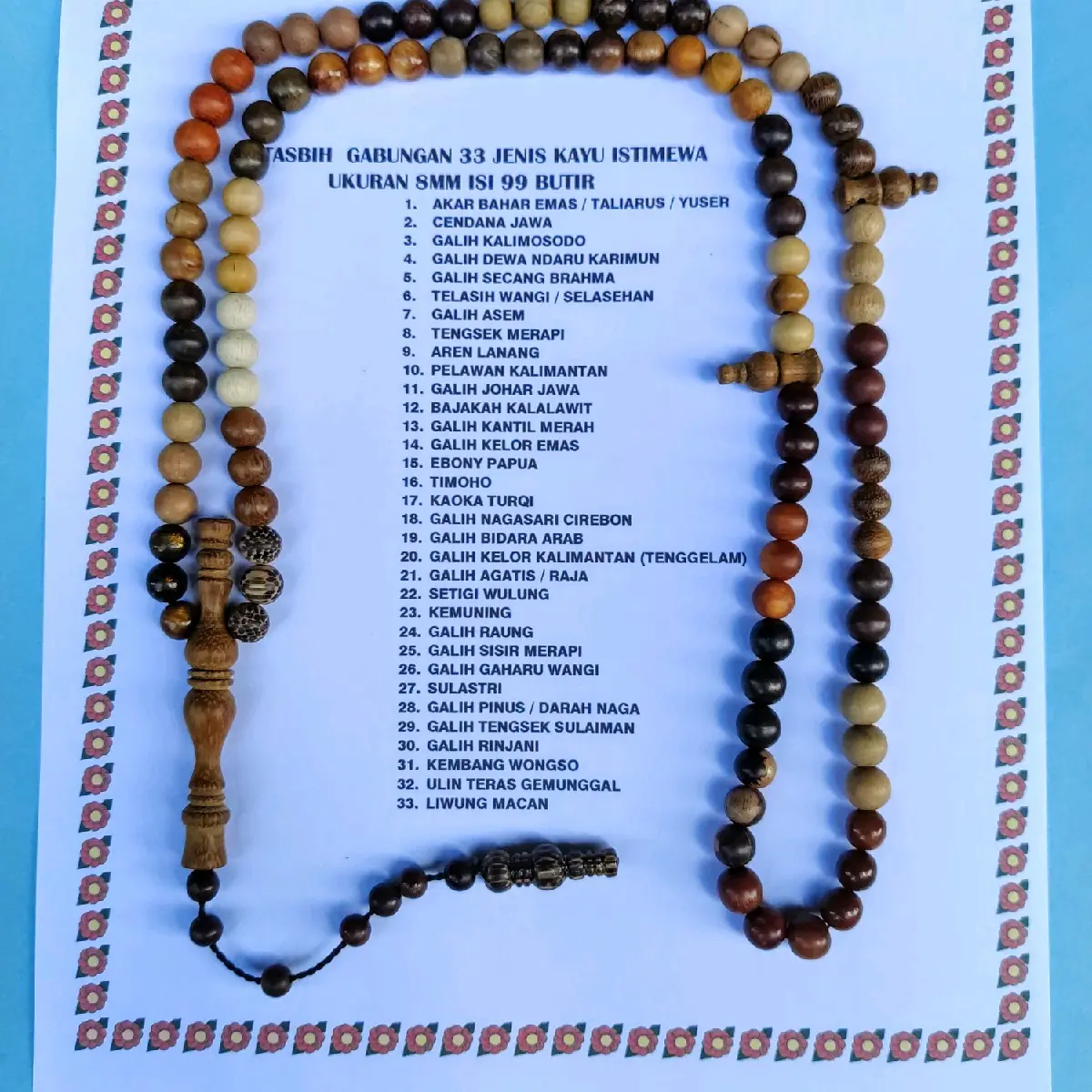 tasbih kombinasi 33 kayu uk 8mm Muslim