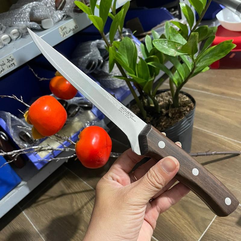 Dao nhà bếp dùng lọc thịt cá mcusta, cán ốp gỗ dao  lóc