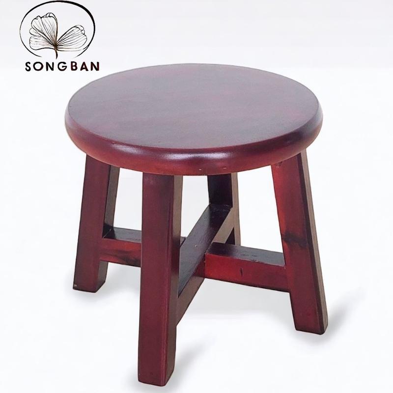 Ghế Đôn Gỗ Mặt Tròn Cao 24.5cm Ghế Cafe Phố Ghế Gỗ Vuông Tròn - Hàng VN Xuất Khẩu