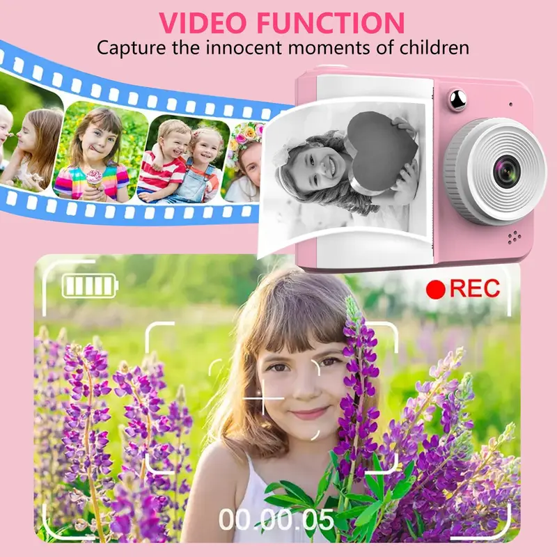 Instant Print Camera, 1 Count 1080P HD Instant Print Camera for Kids, Digital Camera for Kids, Ideal Gifts for Boys & Girls 3