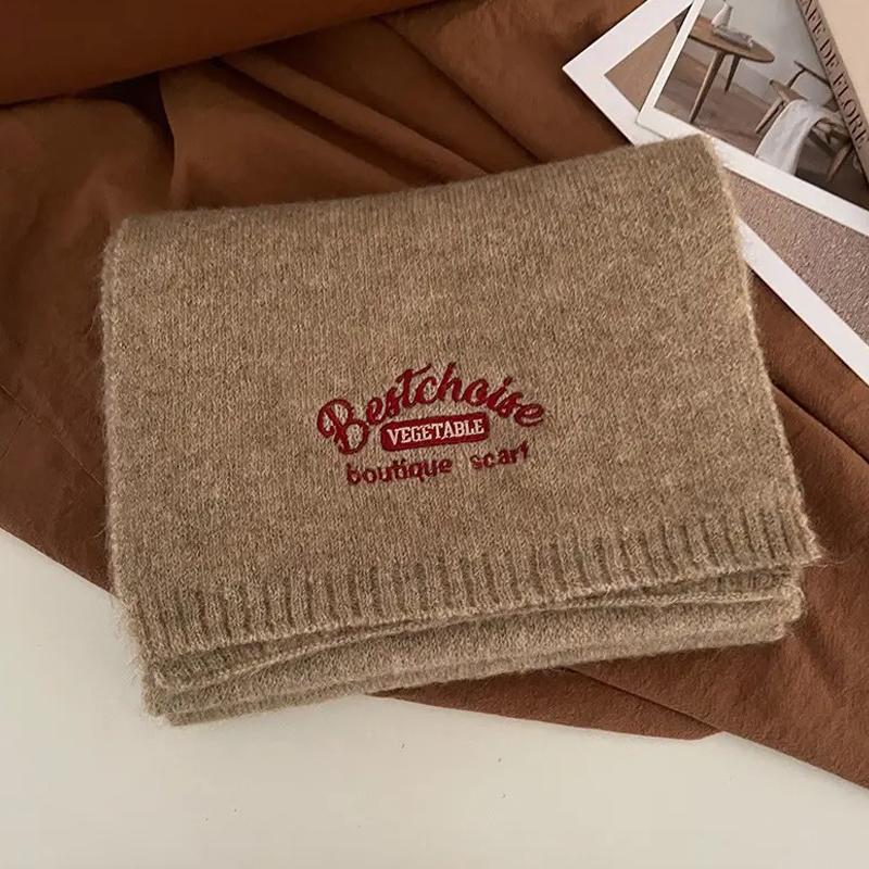 Product Introduction of Winter Warm Scarf For Women Fashion Letter Knitted Wool Yarn Neckerchief Muffler Female Shawl Neck Wraps 19
