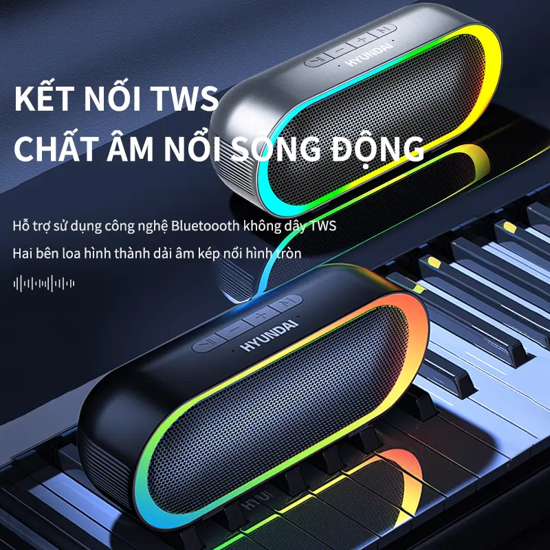Loa Bluetooth không dây Hyundai HY-S10 RGB Đèn màu RGB kênh đôi z6  fly máy  chiếu 4