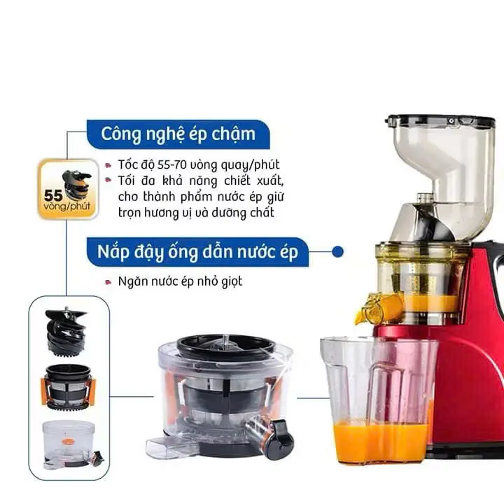 Máy Ép Chậm HONG.XIN RH-312 Máy Ép Nguyên Quả Trái Cây Rau Củ Quả Ép Kiệt Bã Tiện Lợi 2