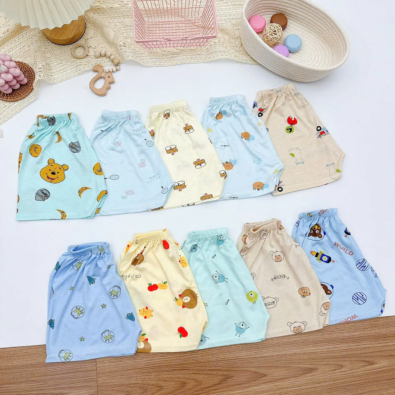 Sét 5 quần đùi thun lạnh cho bé trai, bé gái từ 4 -16kg(0-3 tuổi) Em bé Trẻ sơ sinh Trẻ mới tập đi