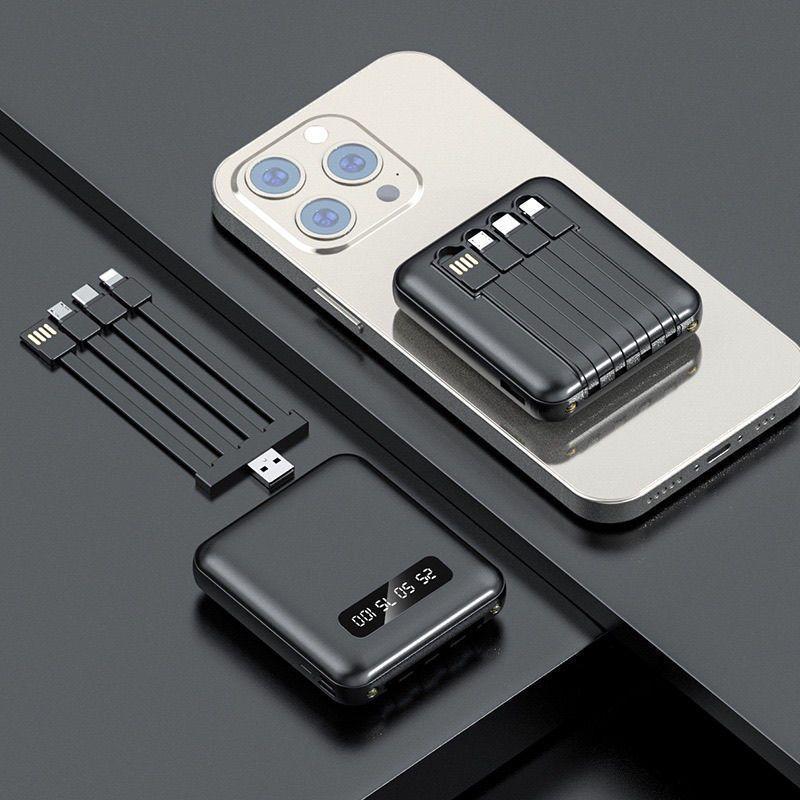 Pin Sạc Dự Phòng Tích Hợp 4-Cáp, Dung Lượng Lớn 20000mAh, Sạc Nhanh, Cầm Tay, Nguồn Điện Thoại Di Động Thông Dụng Tặng Kèm Miếng Dán 4