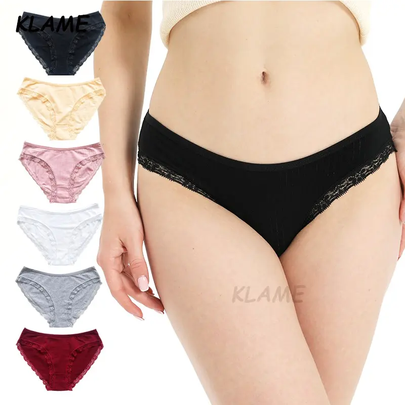 KLAME S-XL Plus Size Underwear Solid Color Mid-rise Women's Breathable 40S  Pure Cotton Underwear KLM570