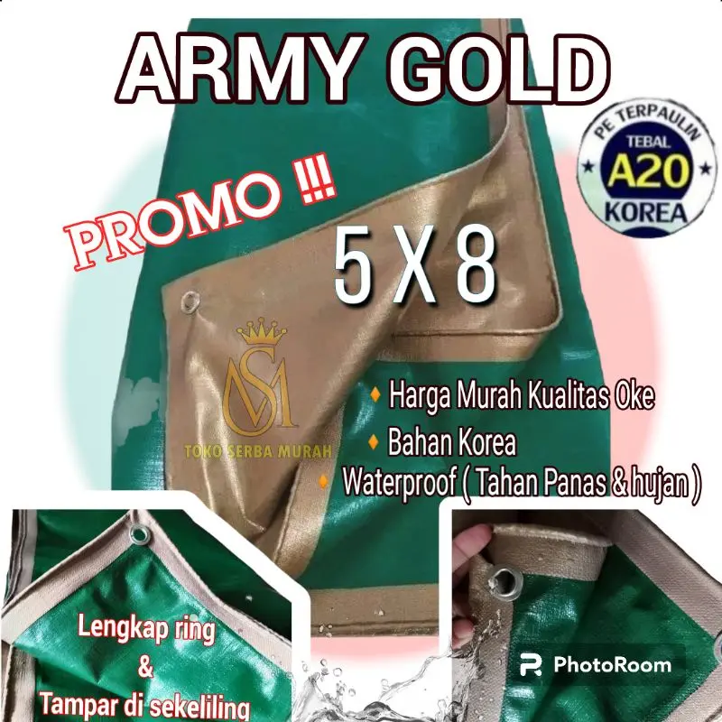 Terpal A20 5x8 UV KOREA Import, terpal terop terpal jemuran terpal kolam terpal truk dll warna Hijau Gold
