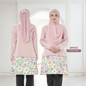 Kemeja Lengan Panjang Wanita Muslim, Baju Raya 2025, Lukisan Minyak Bunga Virus, Saiz Besar, Leher O, Sesuai untuk Pakaian Sukan, Jualan Panas Clothing Shirts Mother