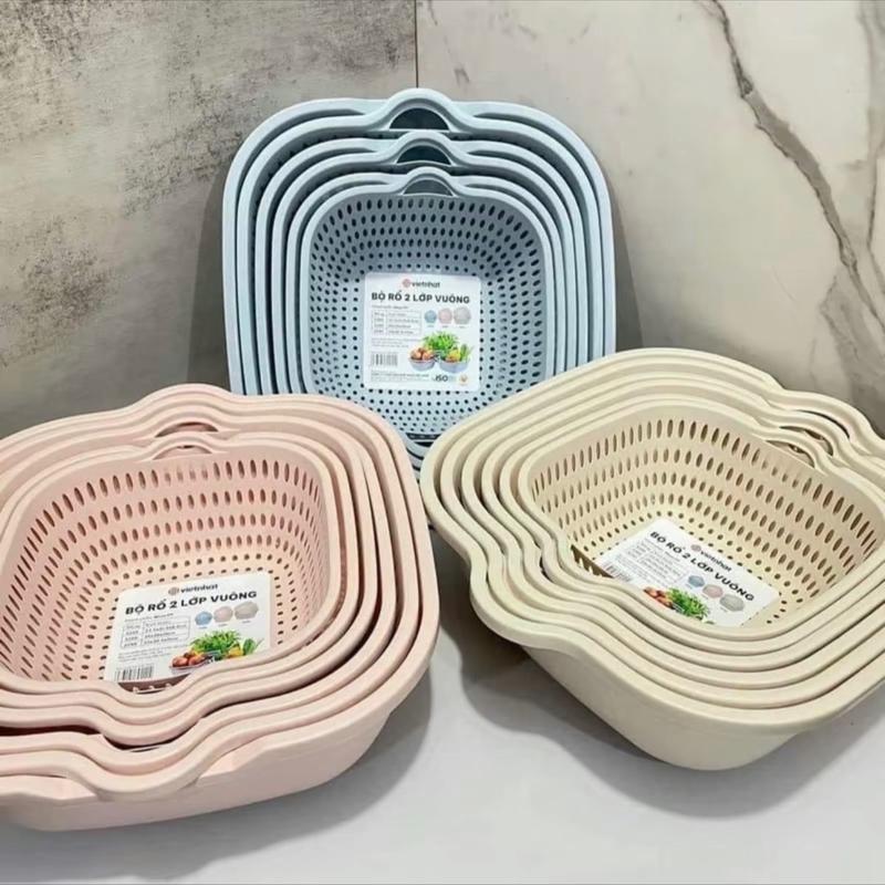 Bộ rổ vuông 6 món kèm chậu hàng cao cấp Việt Nhật