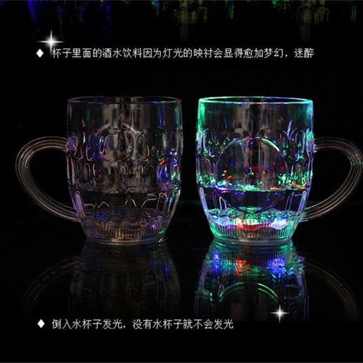 Product Introduction of Bar Beer Mug Colorful Flash Water Cup Light up Beer Cup with Water LED Light up When Exposed to Water Luminous Cup Plastic Cup That Will Change Color Drinkware Tumblers Bottles Glass 4