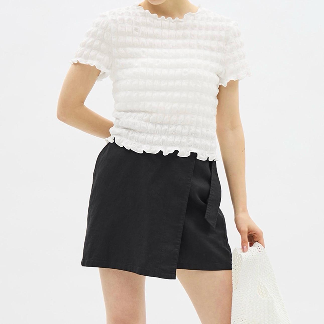 Quần giả váy vải linen japan mùa hè thiết kế màu đen