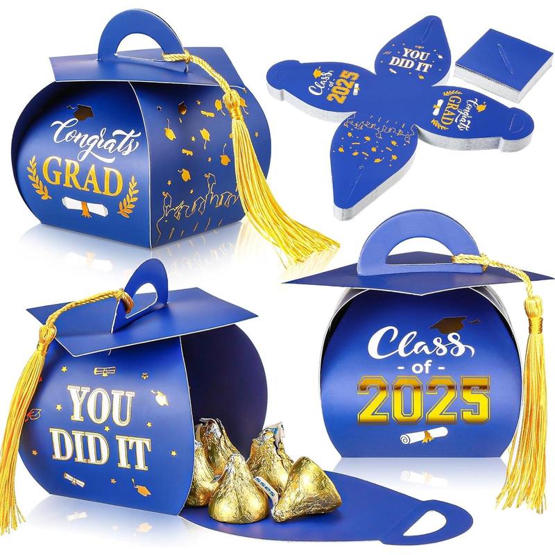 50 count 2025 Graduation Cap Boxes Graduation Candy Boxes with Tassel ...
