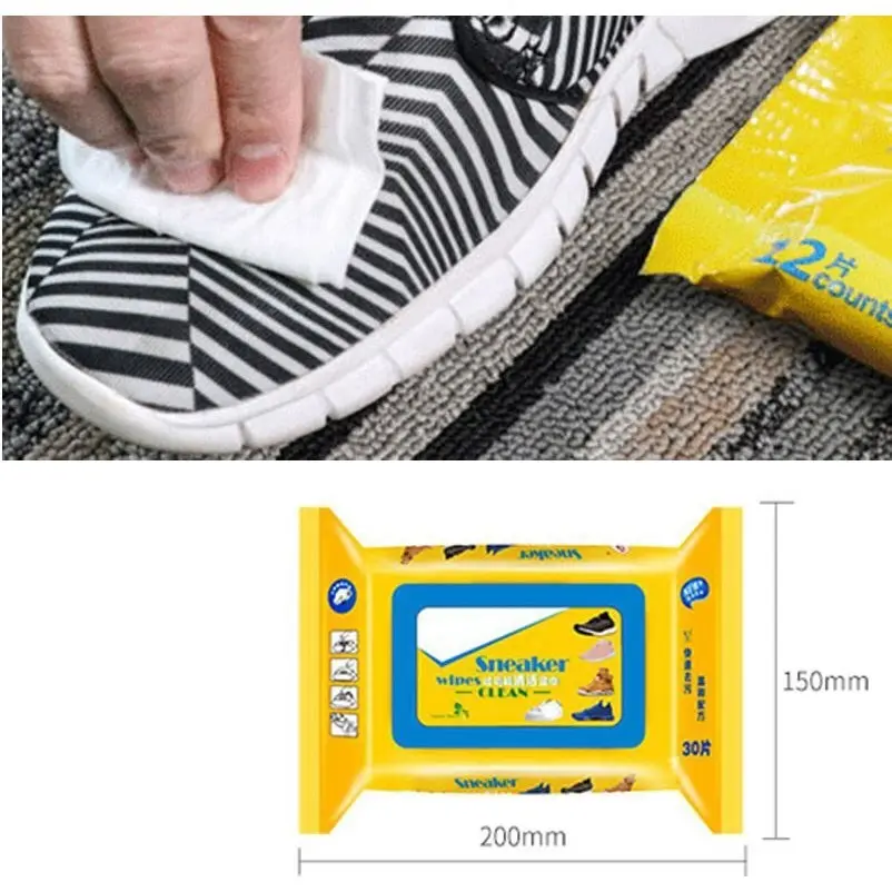 Khăn giấy lau giày Sneaker, Khăn lau giày siêu sạch, tiện dụng, dễ dàng mang theo, gói 30 miếng