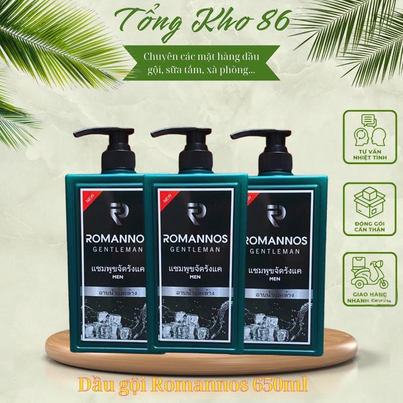 (COMBO 3) Chai Dầu gội, sữa tắm Romannos CAO CẤP Hương Nước Hoa Phong Cách Lịch Lãm 650ml Chăm Sóc Tóc Dưỡng Tóc