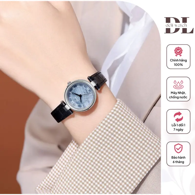 Đồng Hồ Đeo Tay Nữ Dây Da 2024 Deli Dây Da Cao Cấp Chống Nước 3ATM - Auratime G44 Women Watch 0