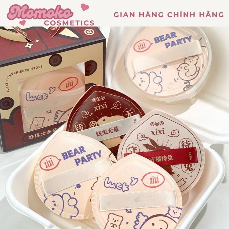 Hộp 4 Bông Mút Trang Điểm XIXI Mút Trang Điểm Q-Bixi Hình Thỏ May Mắn Siêu Mềm Không Phấn Khô Ướt Đa Năng Có Hộp Đựng