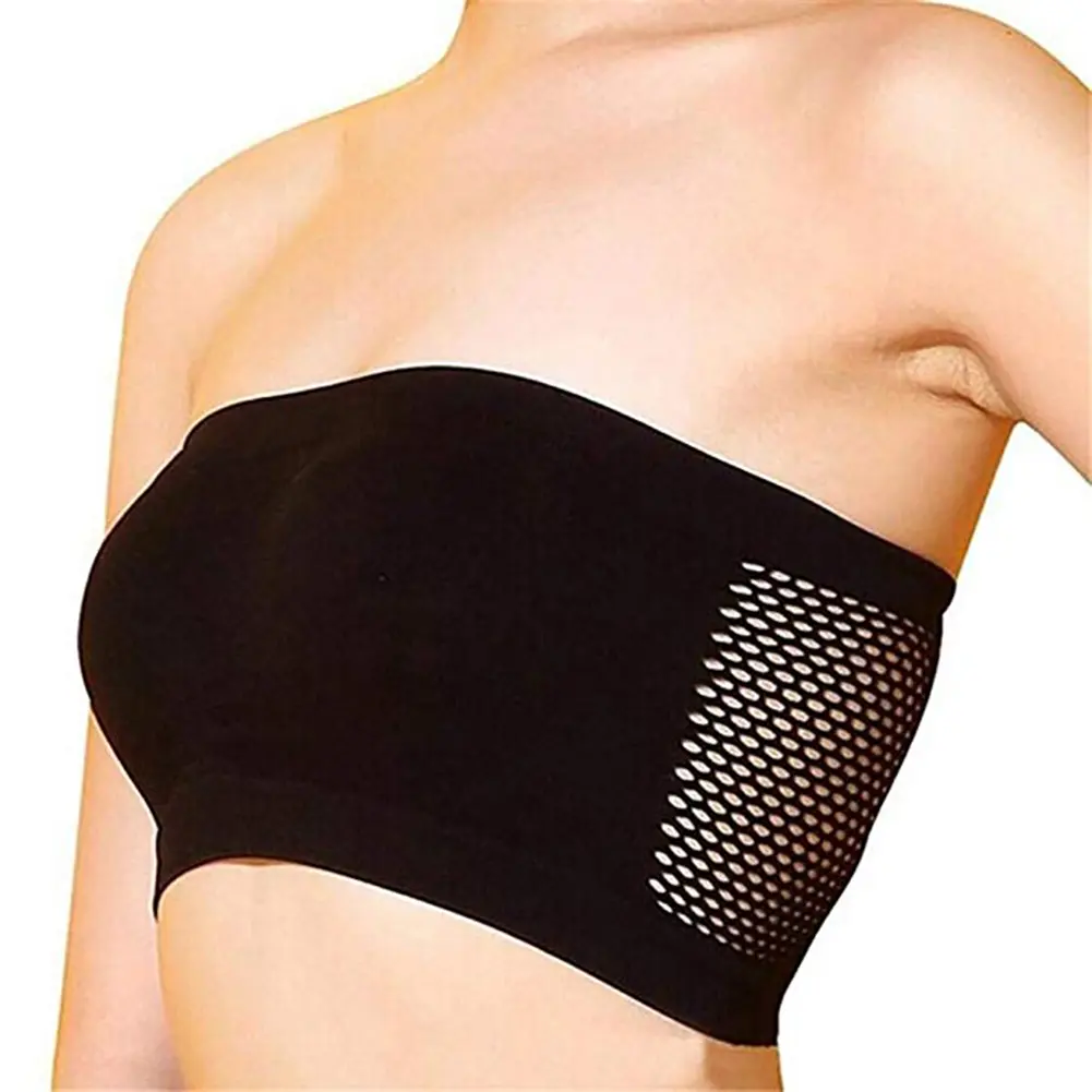 arunreh-Lady Breathable Seamless Strapless Non-Slip Wrapped Chest Tube Top Bra Underwear