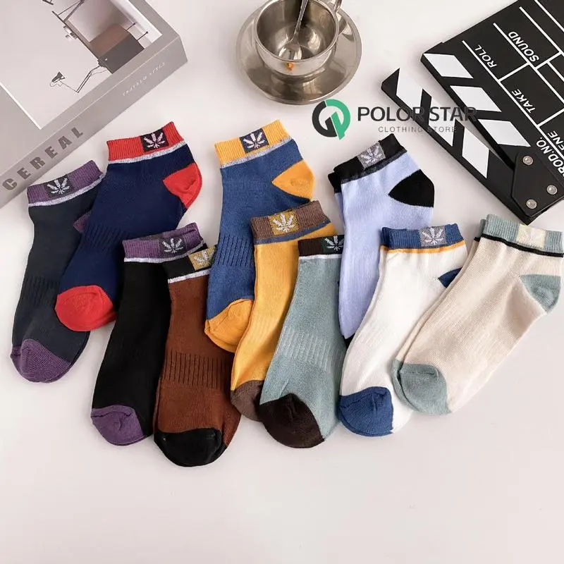 Kaus kaki bernapas berkualitas tinggi untuk olahraga dan mode dalam warna bisnis dengan desain daun maple - 10 pasang 1