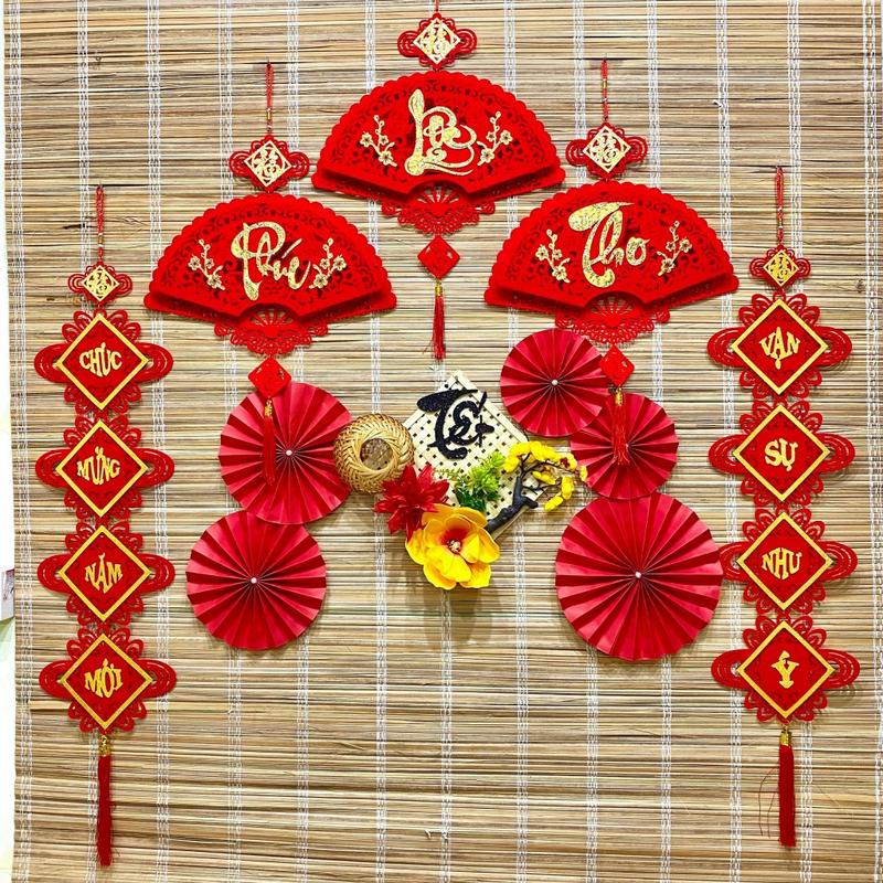 (KHÔNG KÈM MÀNH SAU) set trang trí tết 2025 , mẹt decor trang trí treo tường, Decor trang trí set tết nguyên đán