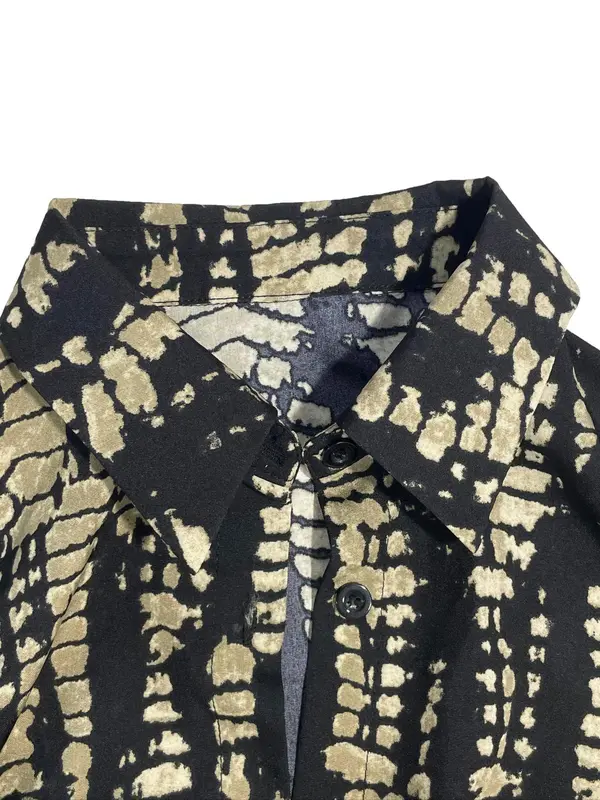 Women's All Over Print Collared 3/4 Sleeve Dress, Elegant Casual Fashion Long Dress for Daily Outdoor Wear, Women Dress for Spring & Fall, Holiday Dresses, Womenswear 6