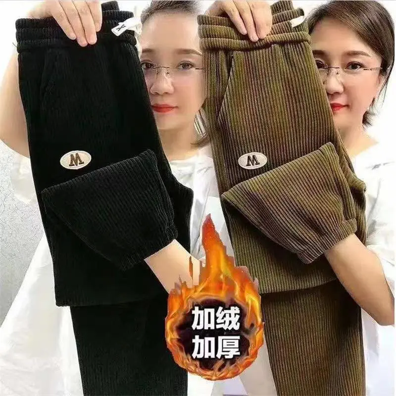 Quần Harem Vải Nhung Kẻ, Cỡ Lớn (175,00kg), Dành Cho Bé Gái Béo, Đồ Lót Lông Cừu, Quần Nữ, Dày Và Bó Sát Vừa Vặn, Thích Hợp Cho Mùa Thu Và Mùa Đông, Quần Mặc Thường Ngày Cho Nữ