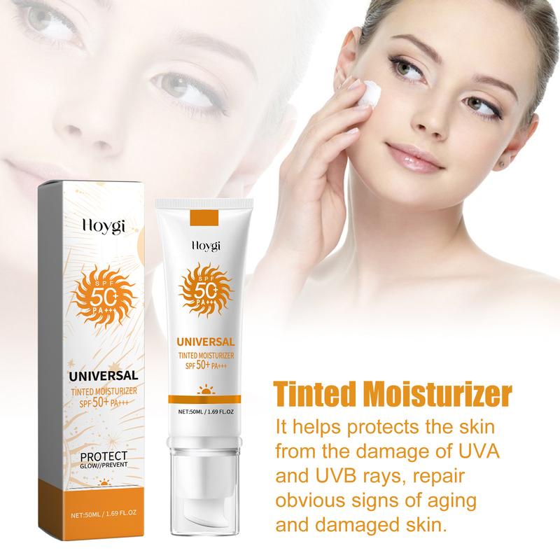 Product Introduction of Sunscreen to prevent sunburn and tanning, Universal Tinted Face  Moisturizer Sunscreen, SPF 50 PA+++, Water Resistant And Non-Greasy,For All Type Skin Facial Skincare 1