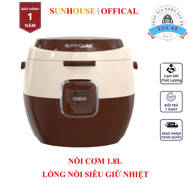 Nồi Cơm SIÊU NGON SUNHOUSE 1,8L Giữ Nhiệt Lên Đến 48h Bảo Hành CHÍNH HÃNG 12 Tháng Cooker Nồi Cơm Điện Nấu Cơm Nấu Ăn