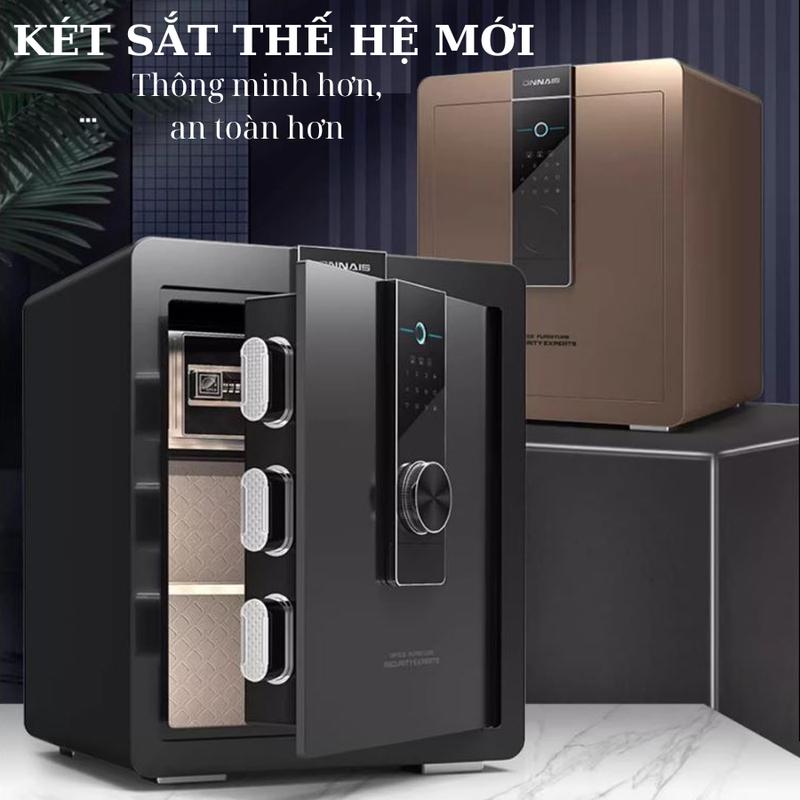  Két Sắt Mini Điện Tử Thông Minh Có Vân Tay Khoá Số Điện Tử Tủ Két Sắt Gia Đình Chống Trộm kích thước 45x38x32 cm 