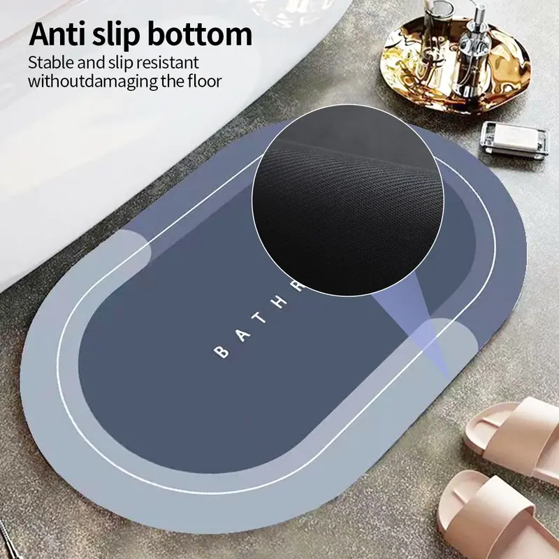 Thảm Lau Chân Silicon cao cấp Siêu Thấm Hút Nước Siêu Mềm Chống Trơn (40x60cm), Thảm Chùi Chân Đế Cao Su Chống Trơn Trượt Nhanh Khô 4