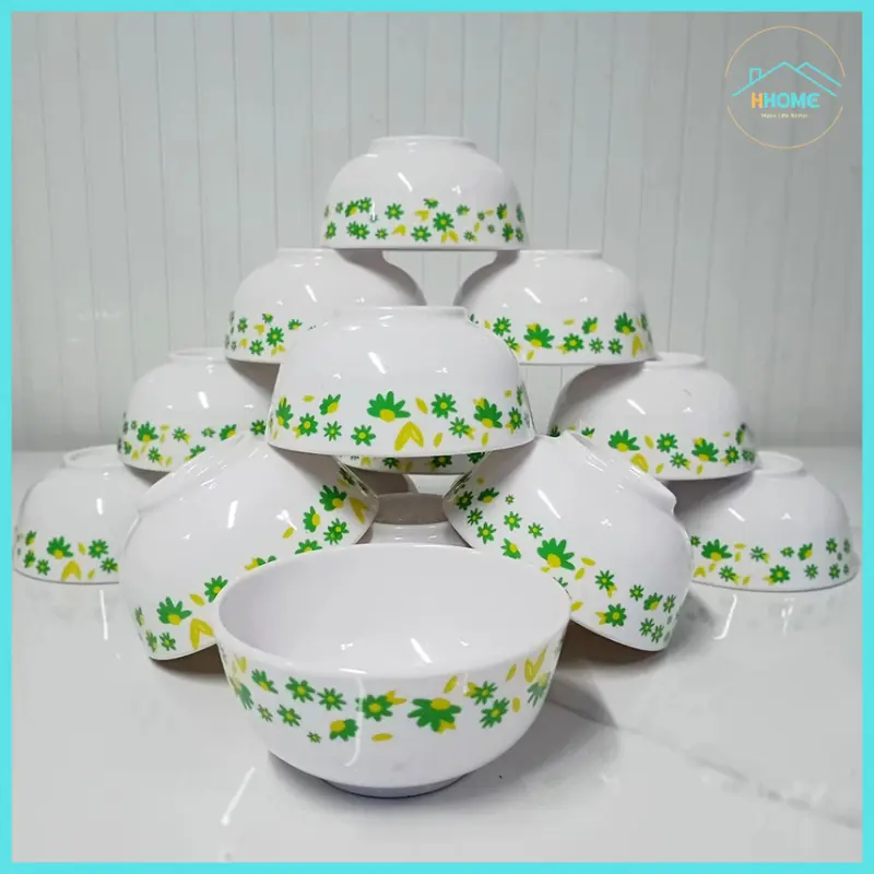 [ Kho sỉ] Combo 10 Chén ăn cơm nhựa melamine nhiều màu không vỡ loại tốt - Hùng Home 6