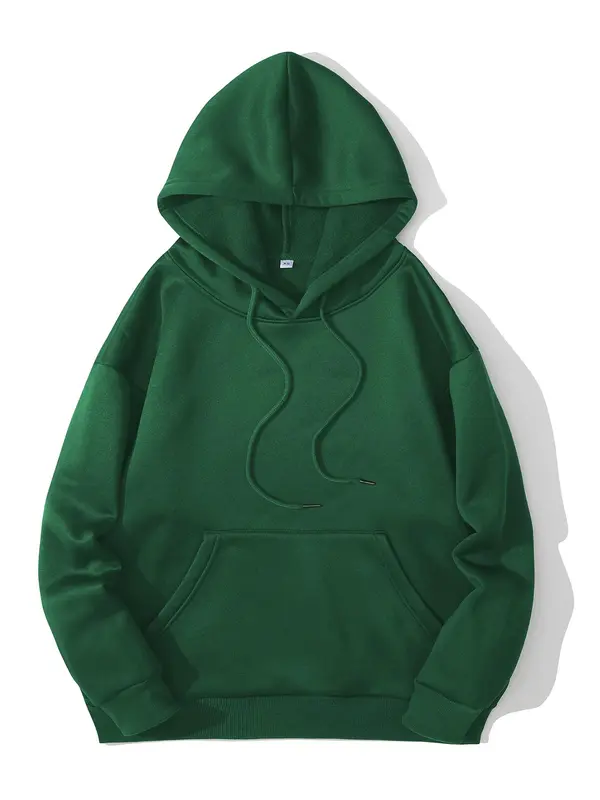 Women's Plain Drawstring Pocket Drop Shoulder Yoga Hoodie, THE GREEN HOODIE GIRL, Fashion Casual Hooded Long Sleeve Pullover for Daily Holiday Outdoor Wear, Hoodies for Women, Going Out Tops, Women's Clothes for Fall & Winter 4